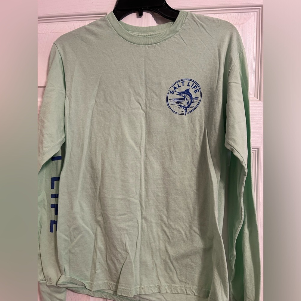 Salt life long sleeve shirt, light mint green